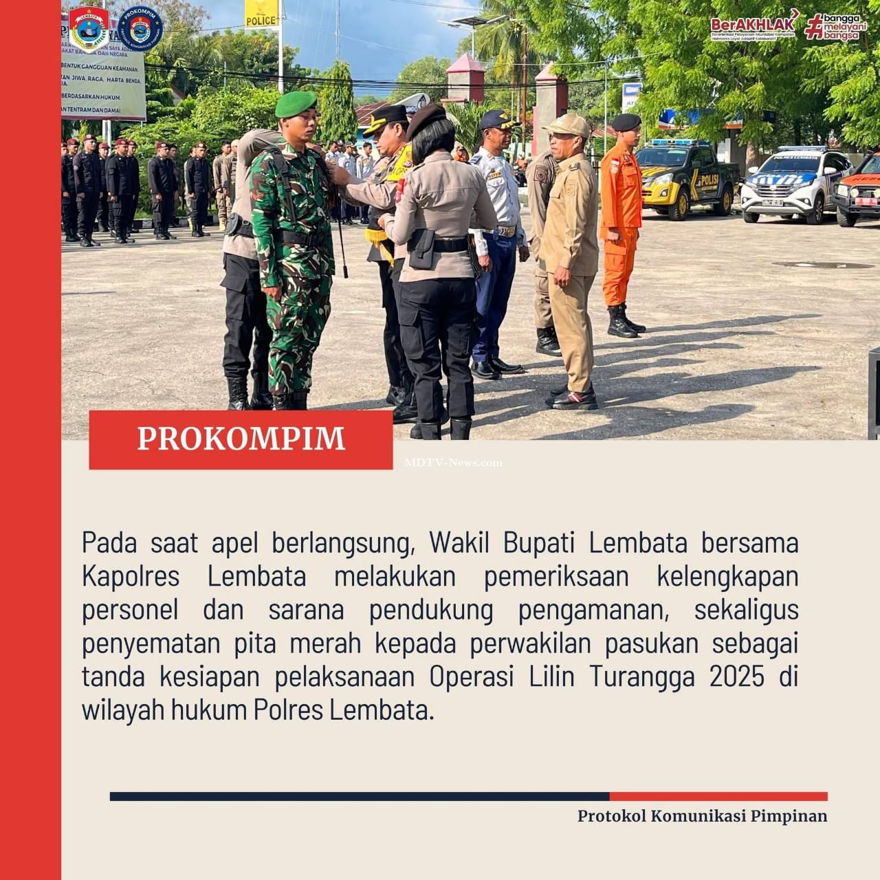 Wakil Bupati Lembata Dampingi Kapolres Saat Apel Gelar Pasukan Operasi Lilin Turangga 2025