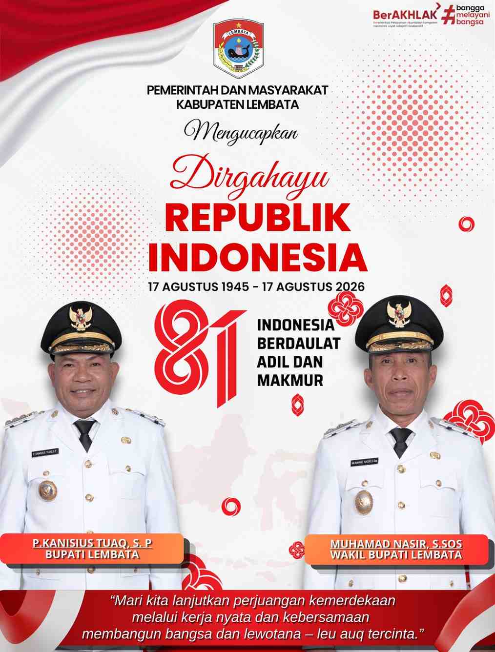 Ucapan HUT RI ke 81 Pemda kabupaten Lembata 