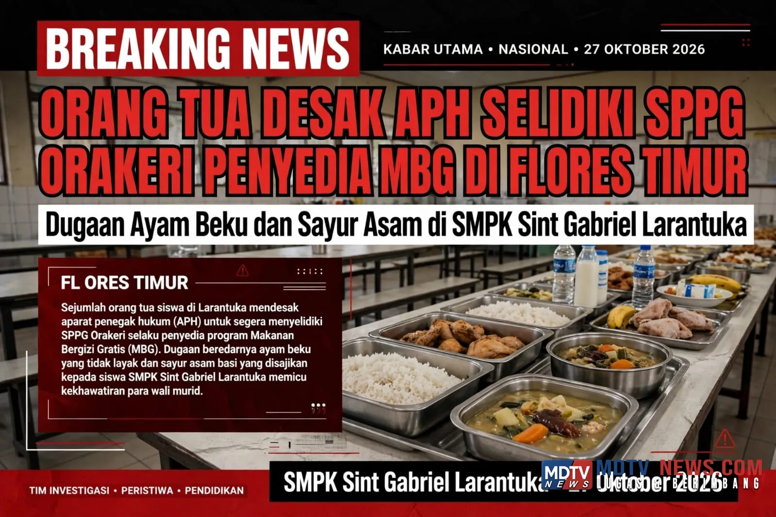 Orang Tua Siswa Soroti Kualitas MBG di SMPK Sint Gabriel Larantuka, Keluhkan Ayam Beku dan Sayur Asam