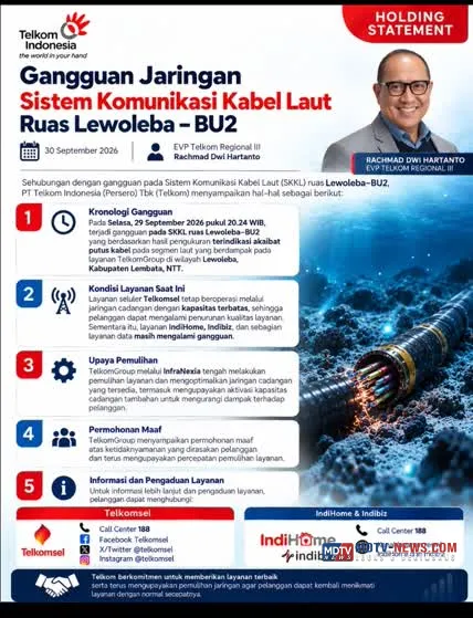 Kabel Laut Lewoleba–BU2 Putus Lebih dari Dua Pekan, Warga Lembata Kecewa Desak Telkom Segera Pulihkan Jaringan